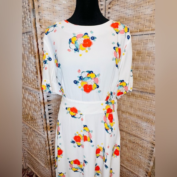 BODEN RUTH IVORY BOUQUET MIDI DRESS | Size 12 - Picture 6 of 12